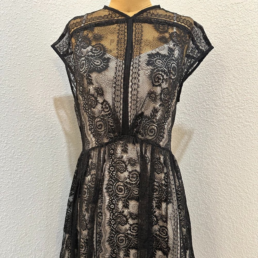 Donna Morgan Black Lace Slip Dress SZ 8